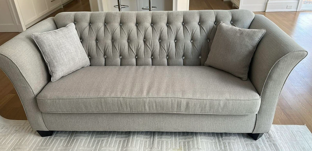 Tufted Sofa with Accent Pillows