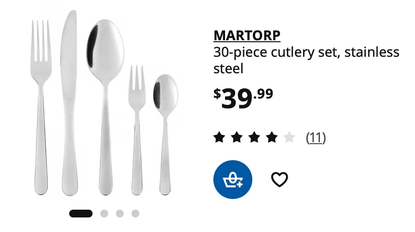 IKEA MARTORP 30-Piece Stainless Steel Cutlery Set - photo 2
