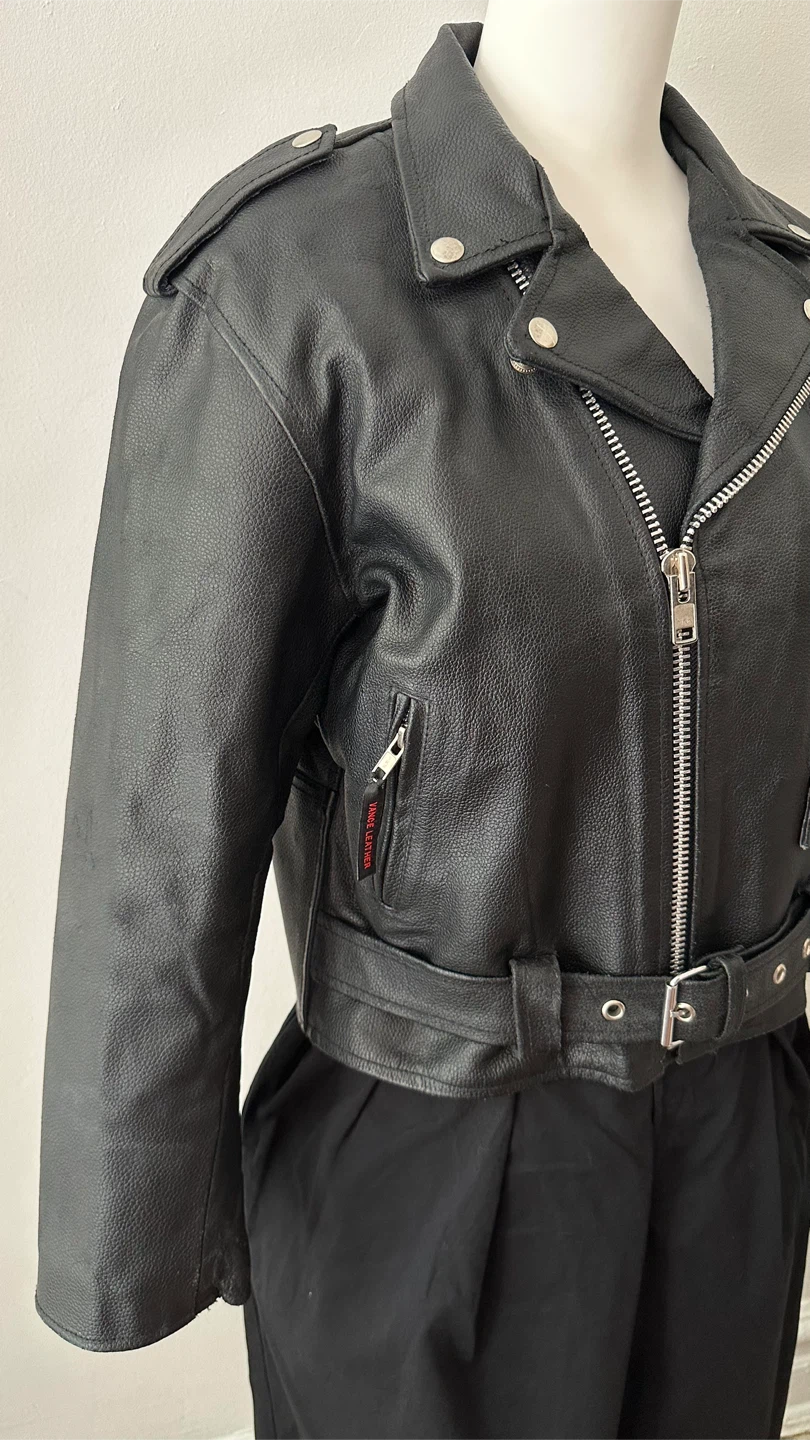 Black Leather Motorcycle Jacket - photo 2