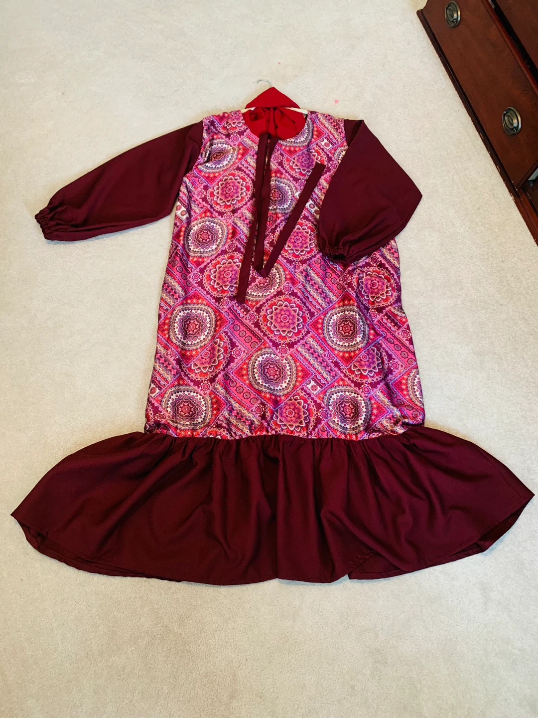 Women's Kaftan Dress - Pink and Maroon