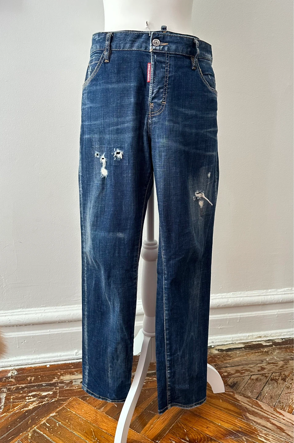 DSQUARED2 Blue "boston jean" Denim Trousers with Tears
