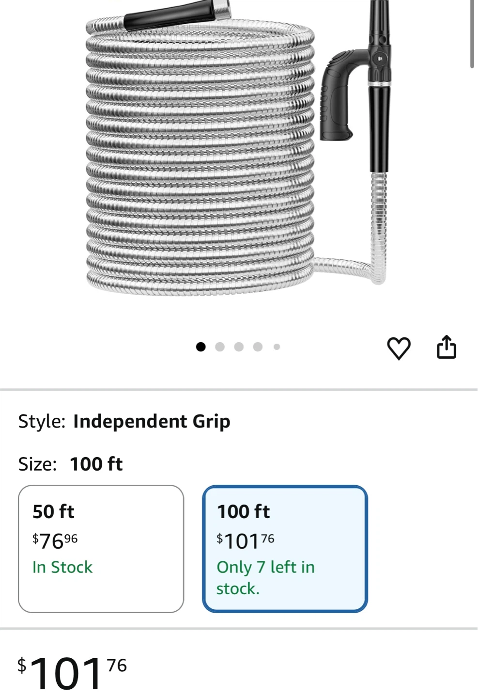 Durable Metal Water Hose - 100 ft - photo 3