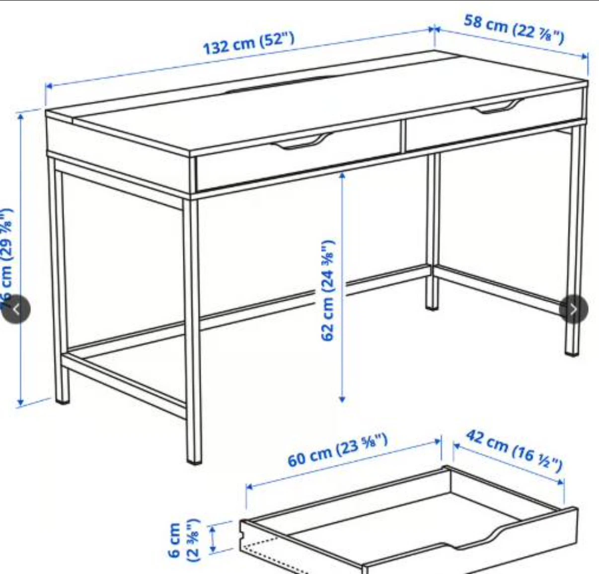 Ikea Alex desk (larger size - 130 cm)