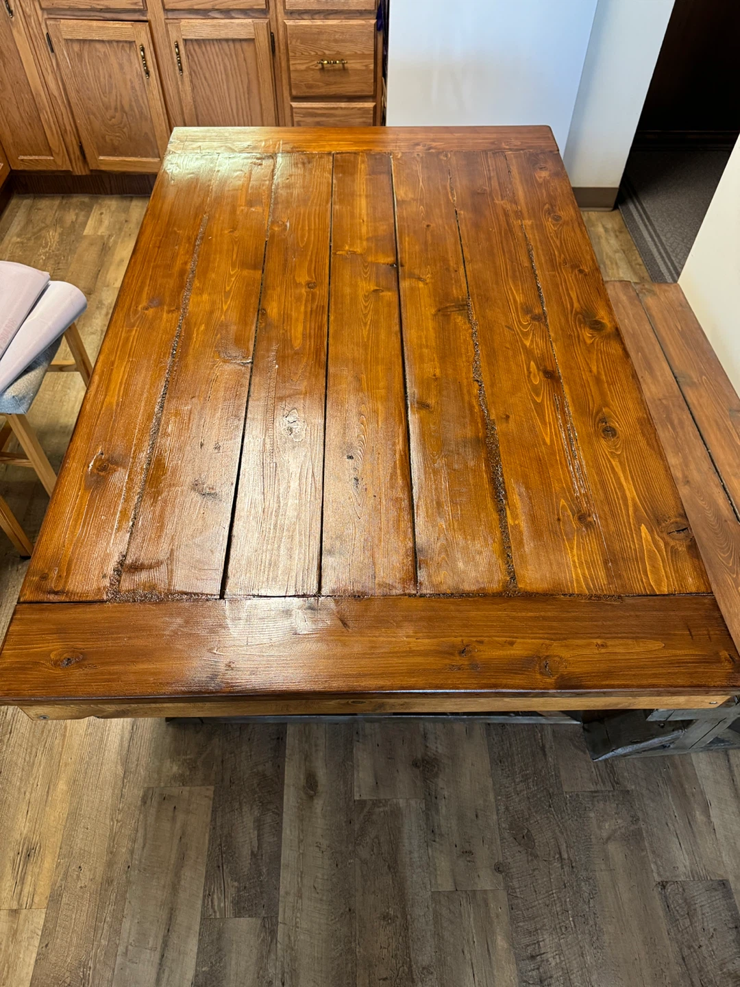Wooden Dining Table and Bench Set - photo 5