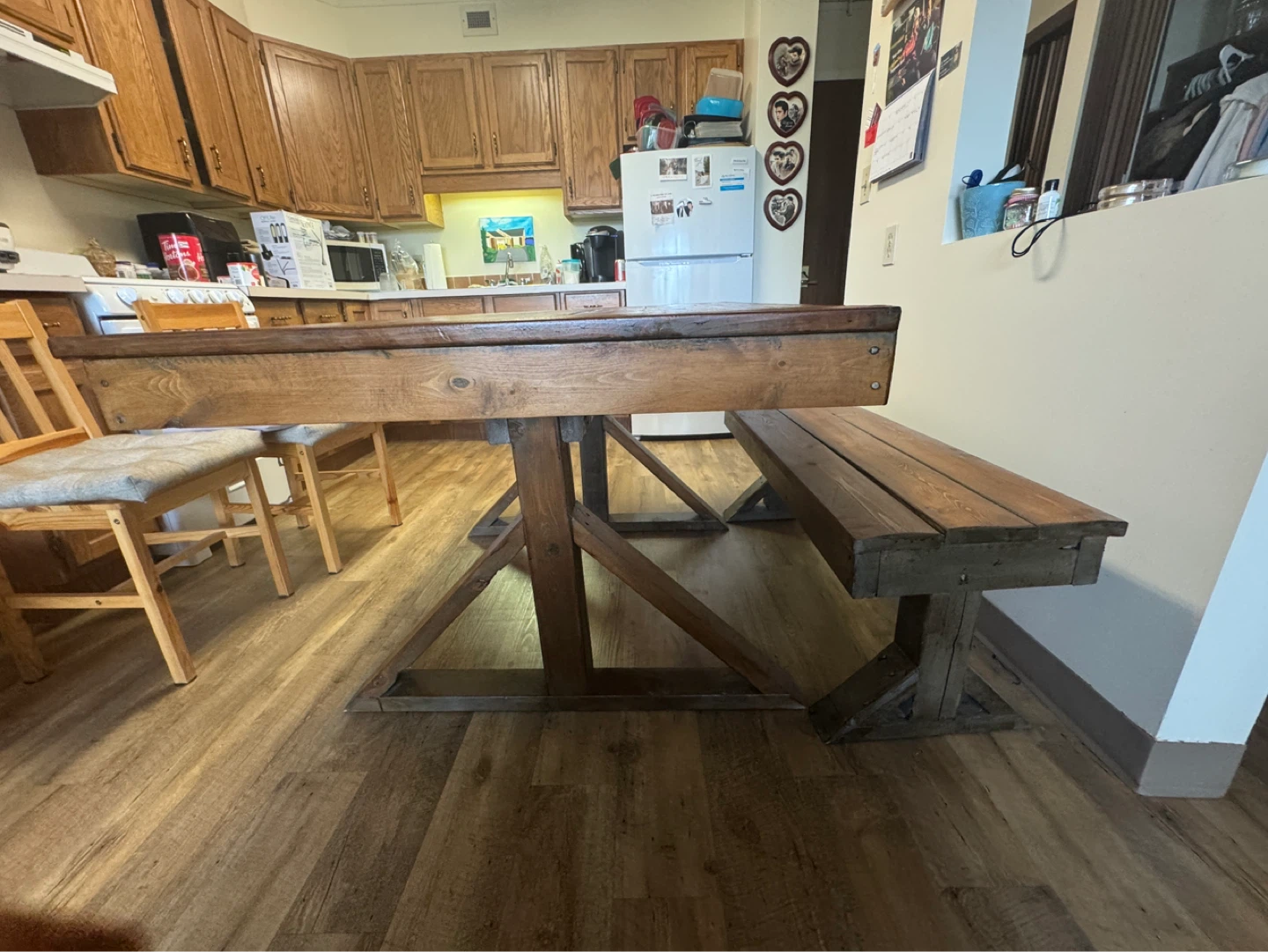Wooden Dining Table and Bench Set - photo 4
