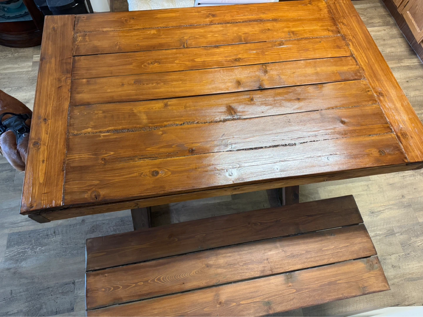 Wooden Dining Table and Bench Set - photo 2