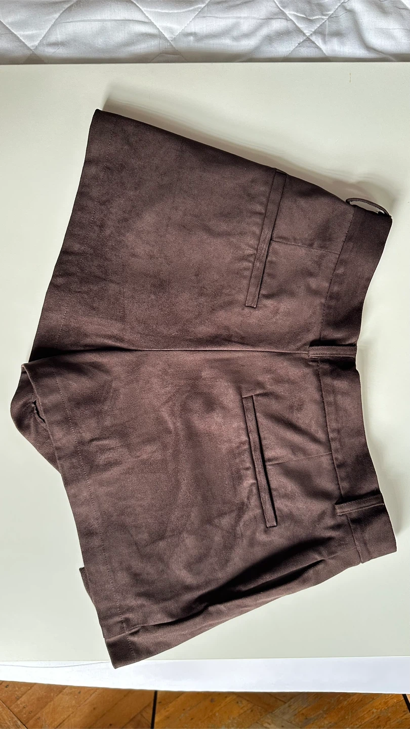 ZARA Brown Suede-like fabric Shorts Size M - photo 5