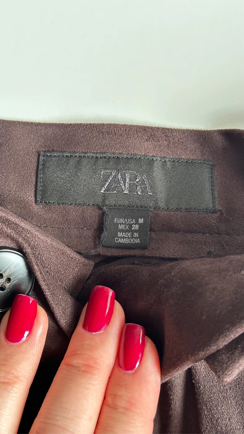 ZARA Brown Suede-like fabric Shorts Size M - photo 4
