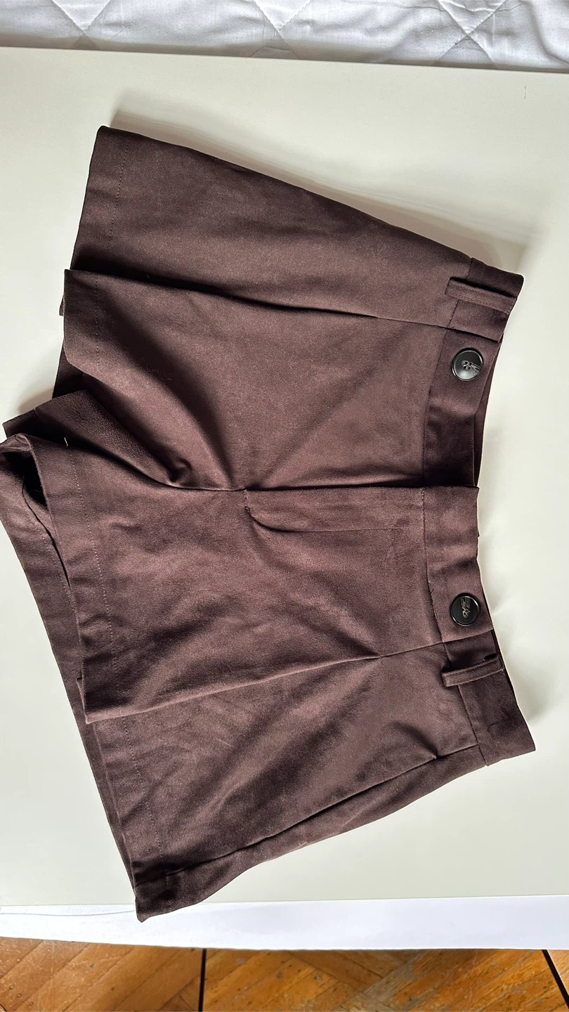 ZARA Brown Suede-like fabric Shorts Size M - photo 3