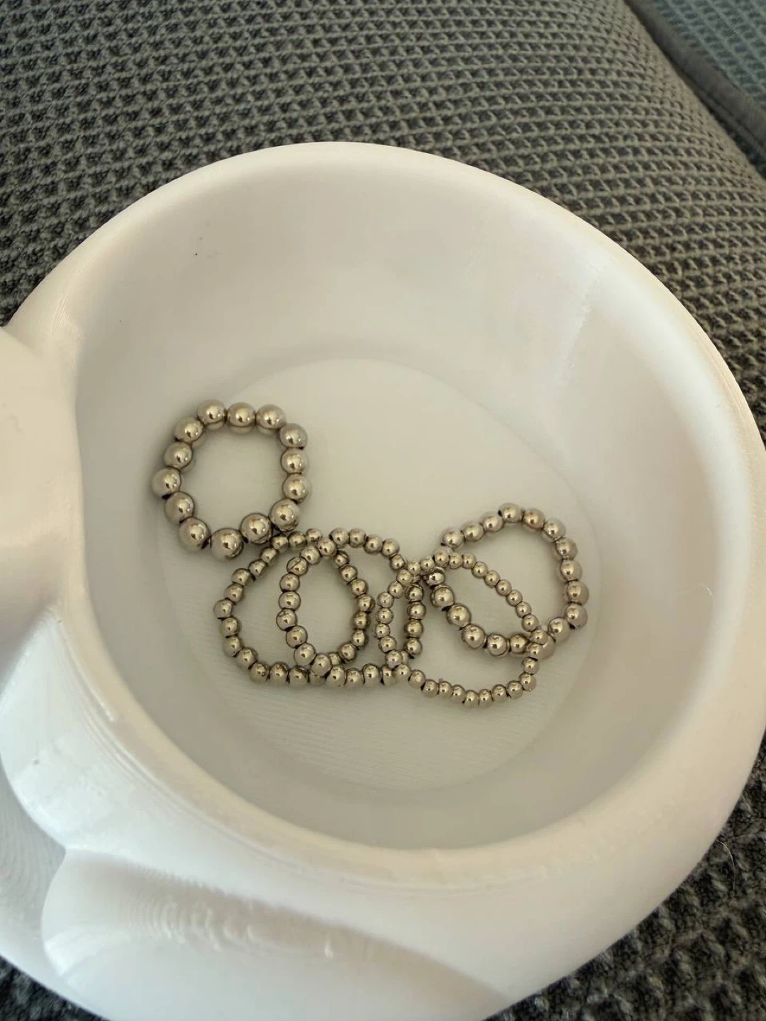 Gold or Silver Beaded Stacking Ring Set (5 Rings) - photo 4