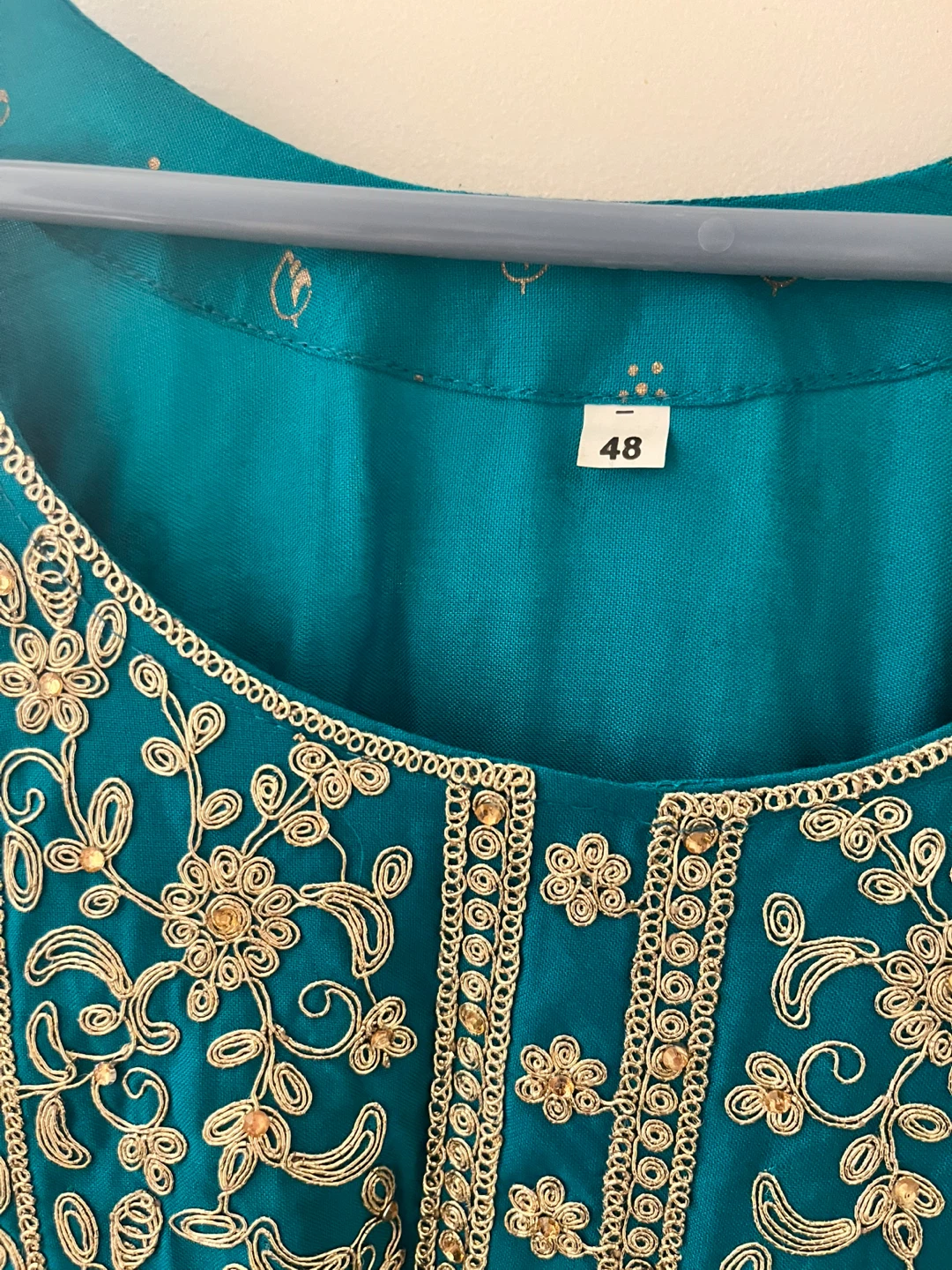 Teal Kurti with Gold Embroidery Size 48 - photo 2