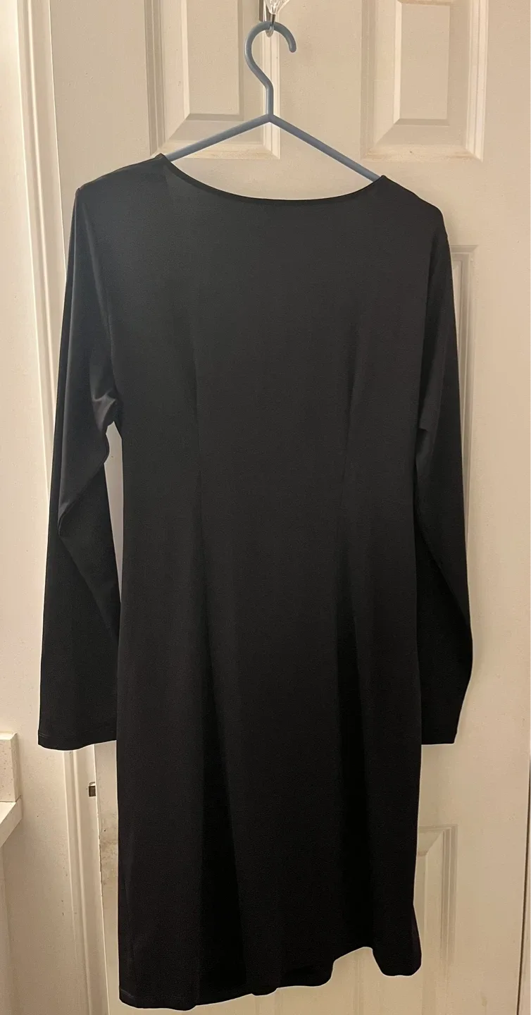 Black Long Sleeve Dress with faux leather patch - photo 3