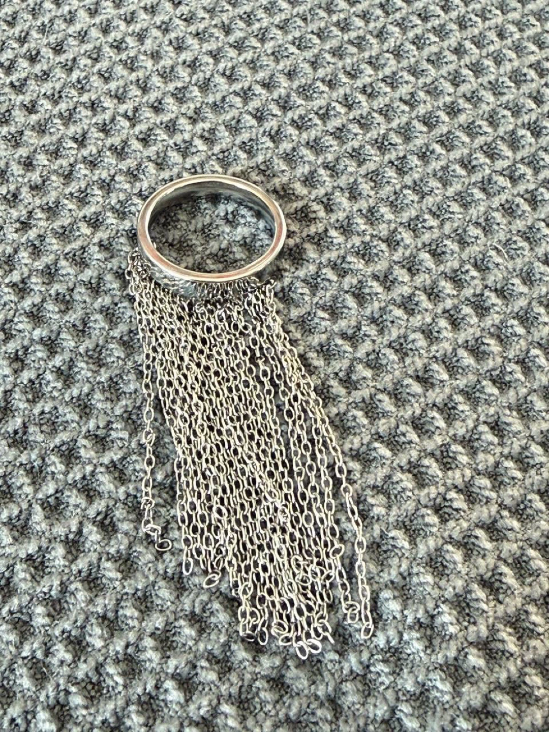 Silver Chain Tassel Fringe Ring - photo 2