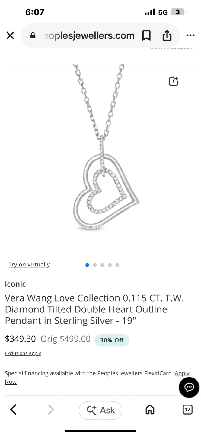 Vera Wang Love Sterling Silver  Heart Pendant Necklace - photo 5