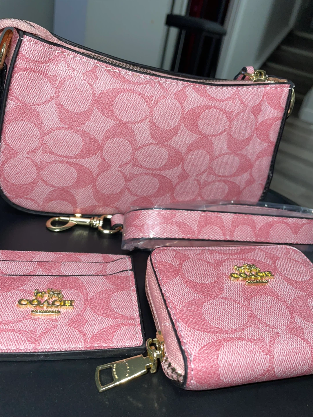 Coach Pink Signature Monogram Purse Wallet and Card Holder Set - photo 5