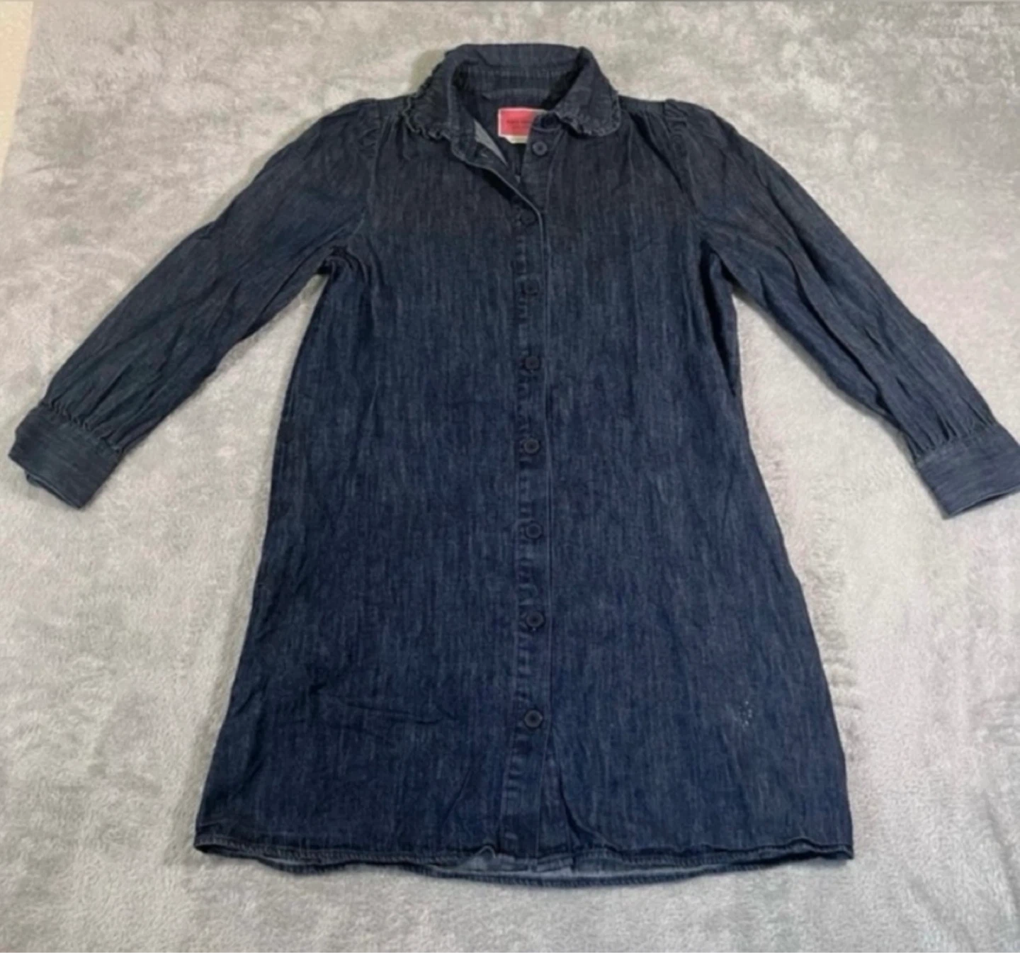 Kate Spade Dark Blue Wash Ruffle Denim Mini Shirtdress size S/M - photo 4