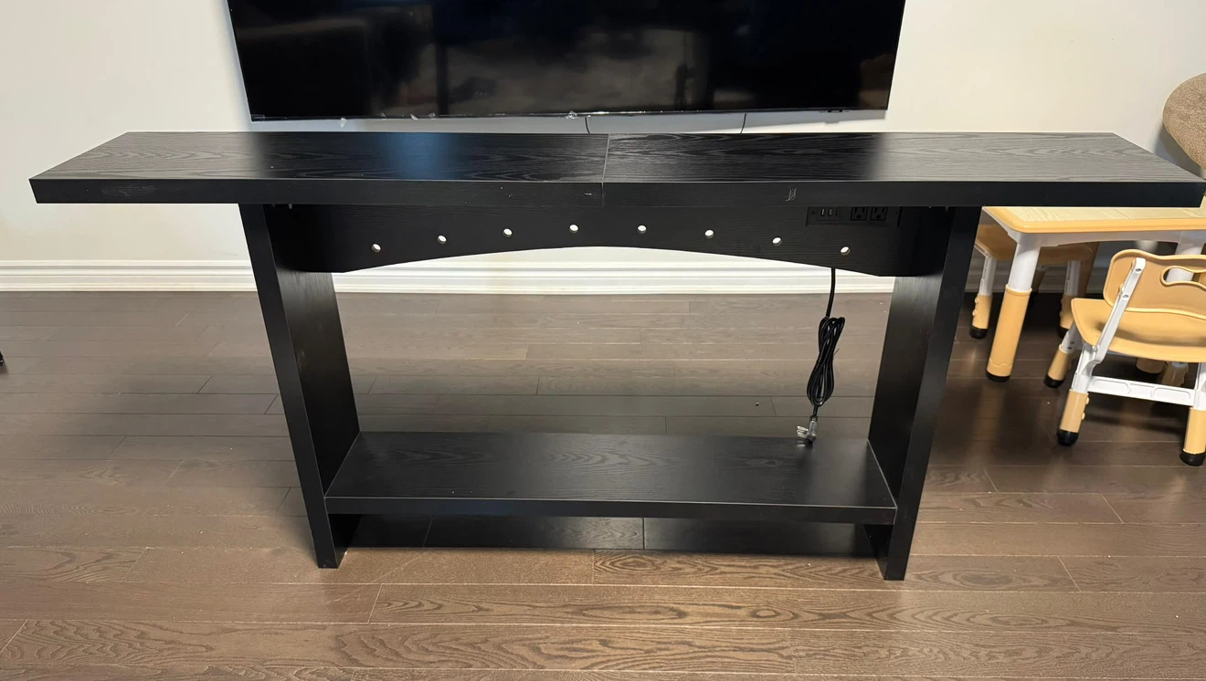 Black Console Table with Built-in Power Strip