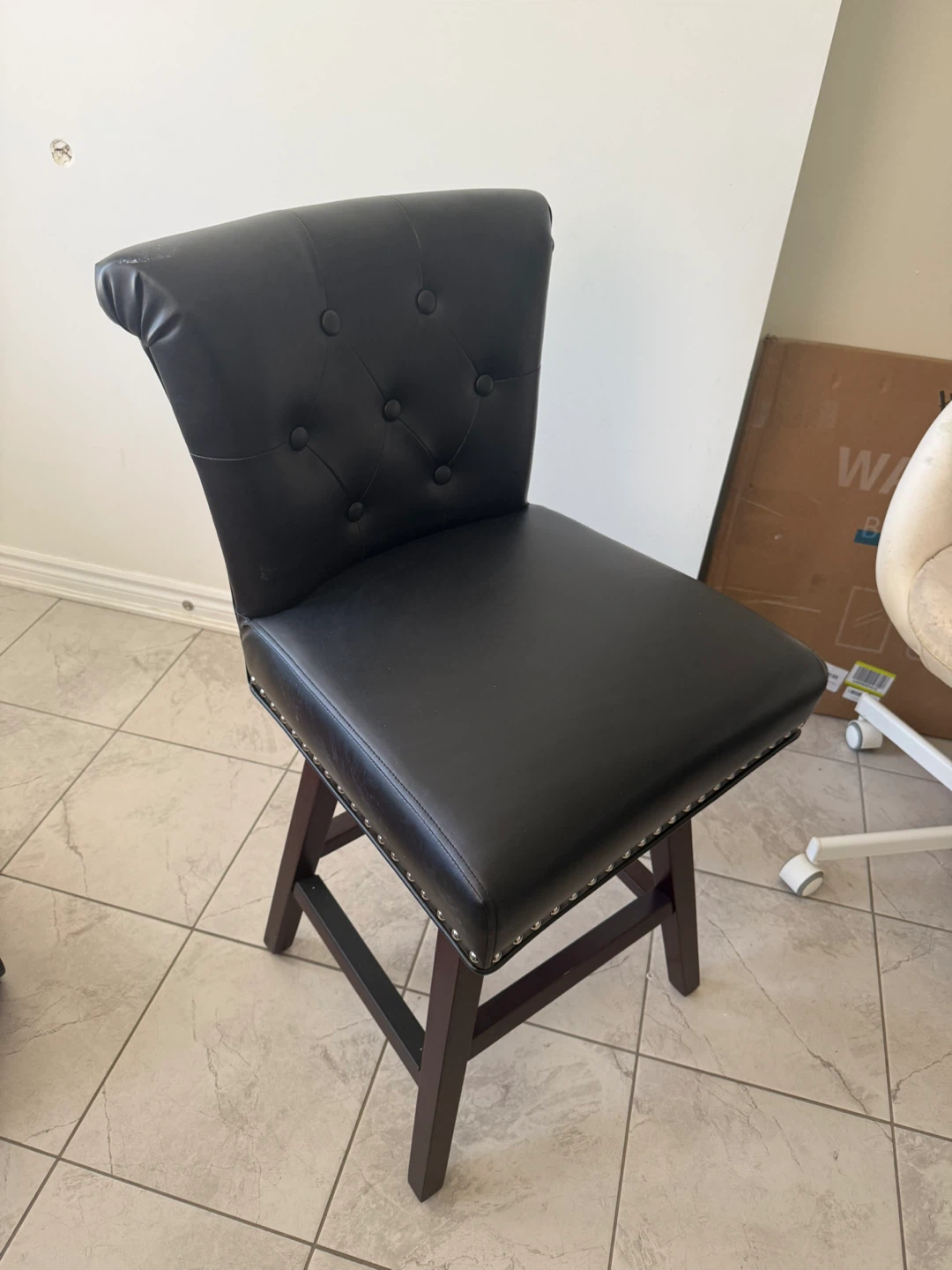 Black Tufted Bar Stool