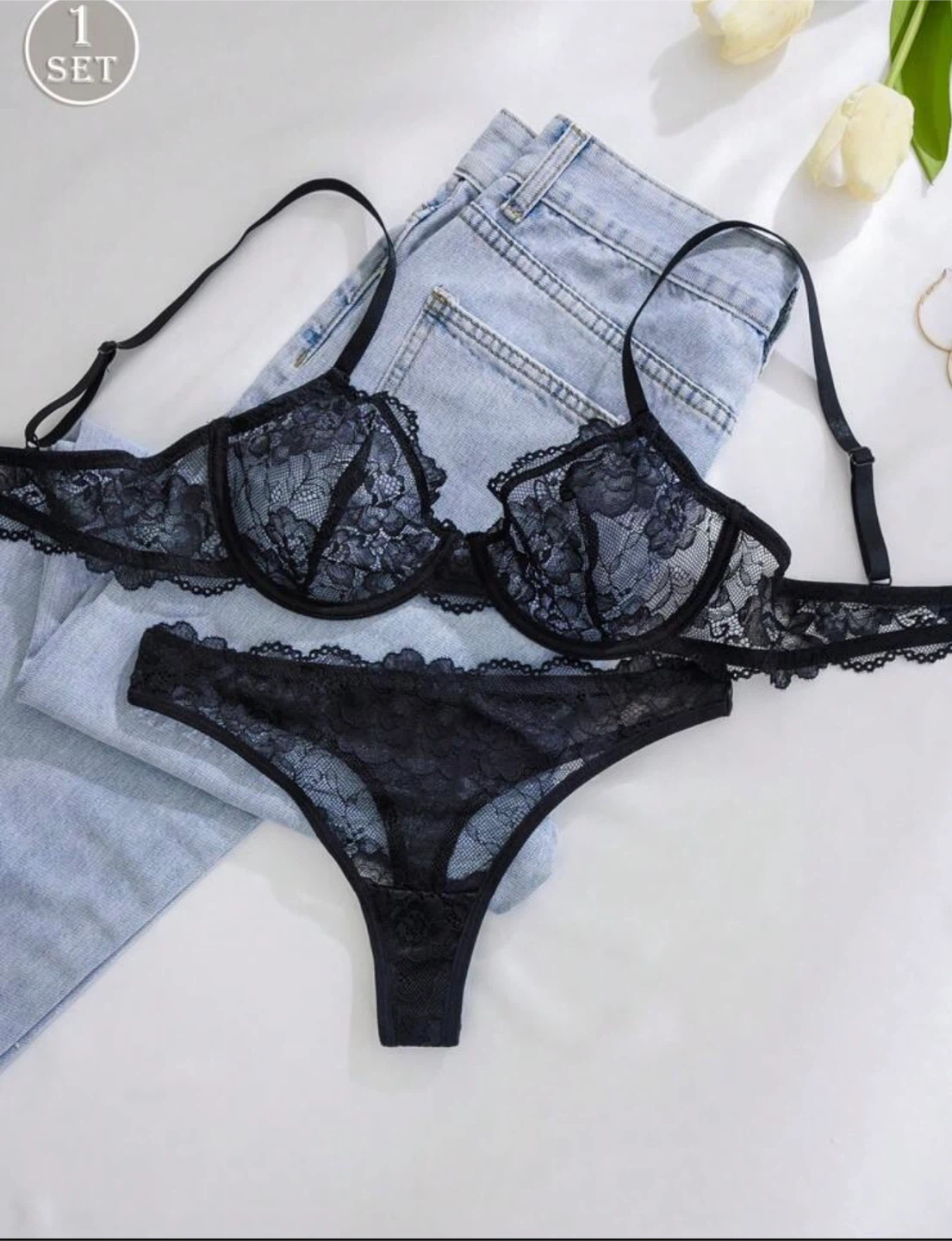 Black Lace Lingerie Set - photo 2