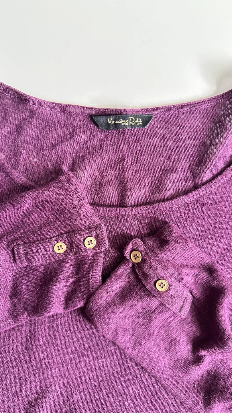 Massimo Dutti Purple Linen Blend Long Sleeve Top - photo 2