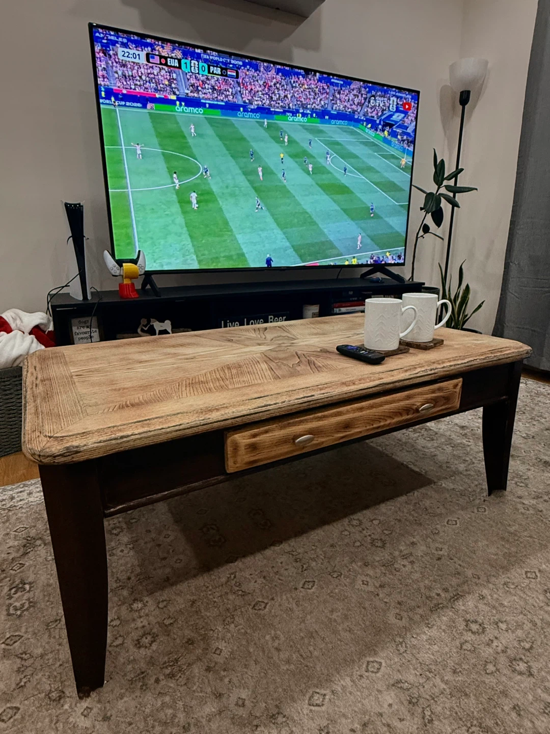Starburst Inlay Wood Coffee Table