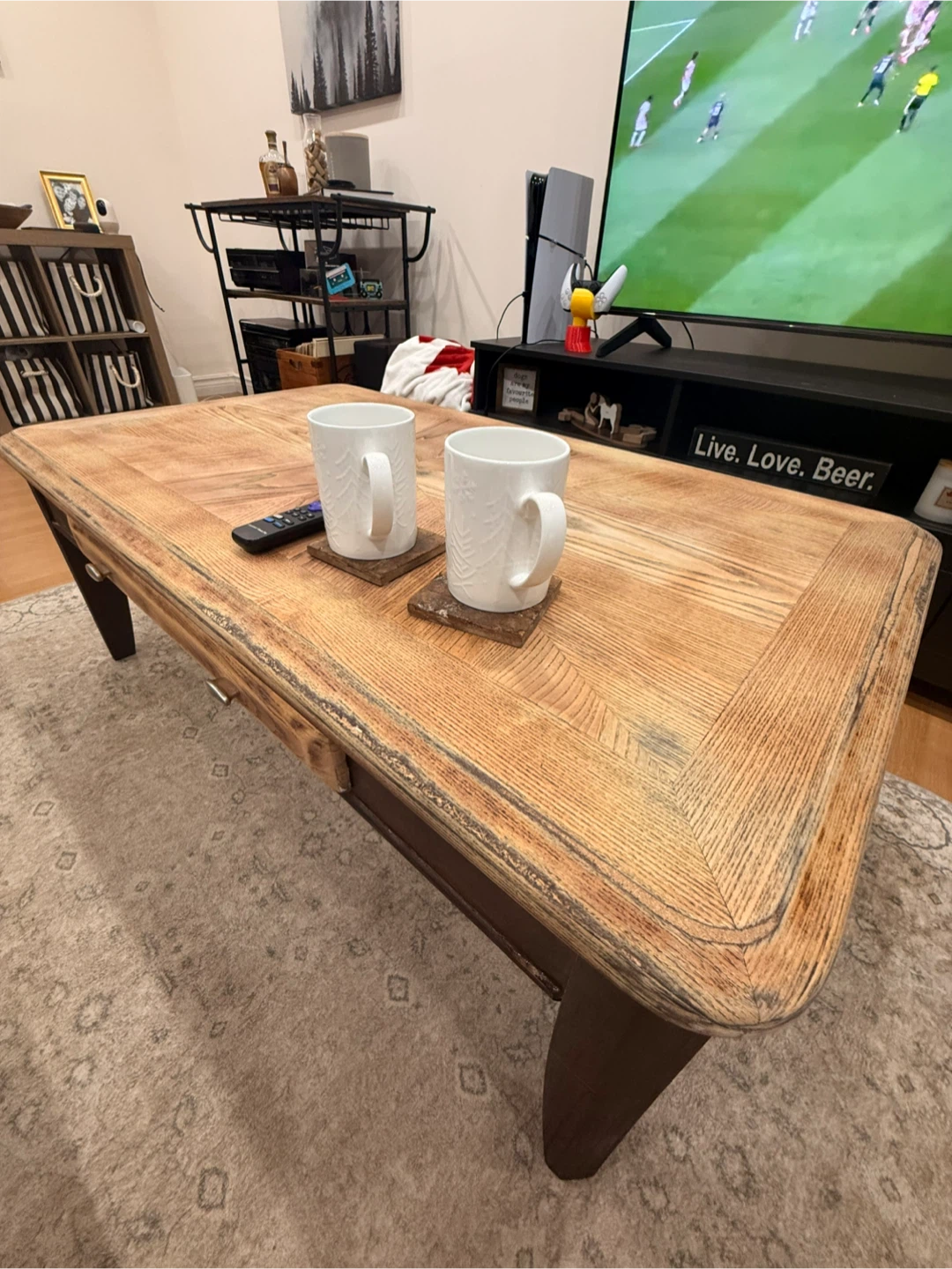 Starburst Inlay Wood Coffee Table - photo 2