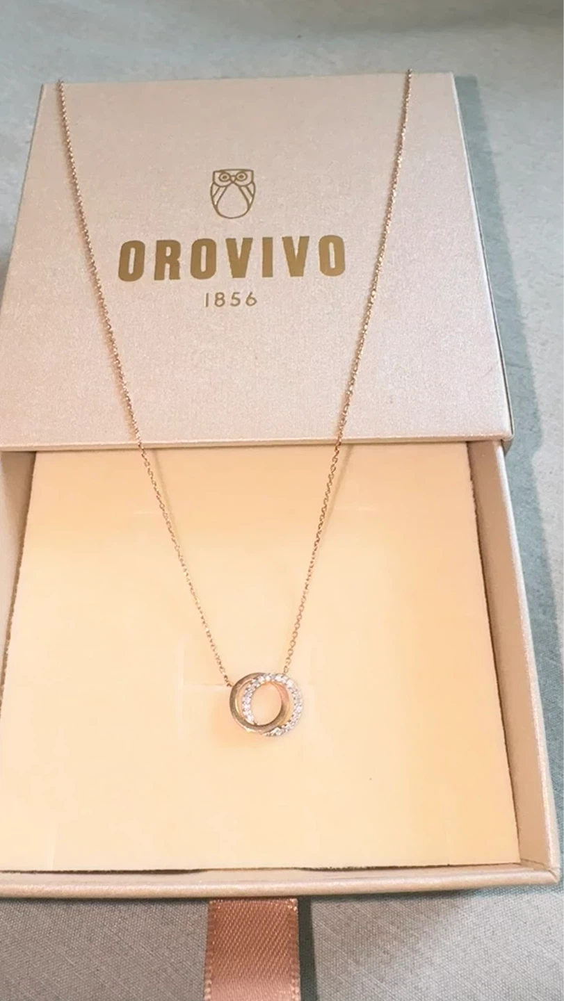 ORVIVO Rose Gold Interlocking Circle Necklace with Diamonds - photo 2