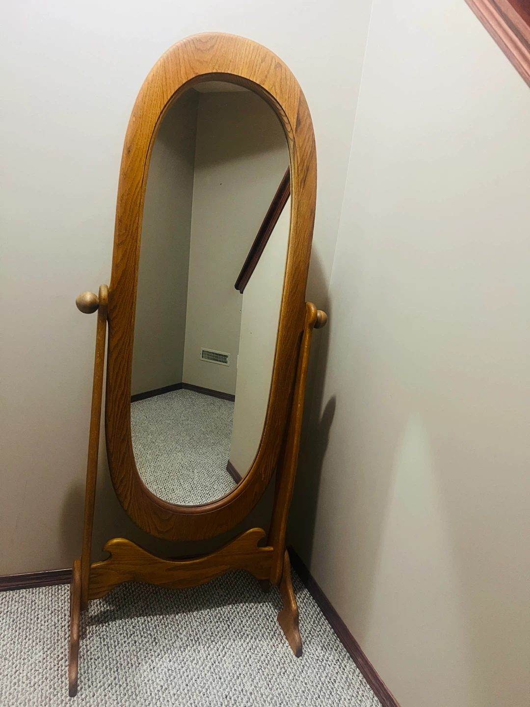 Wooden Oval Floor Mirror - photo 2
