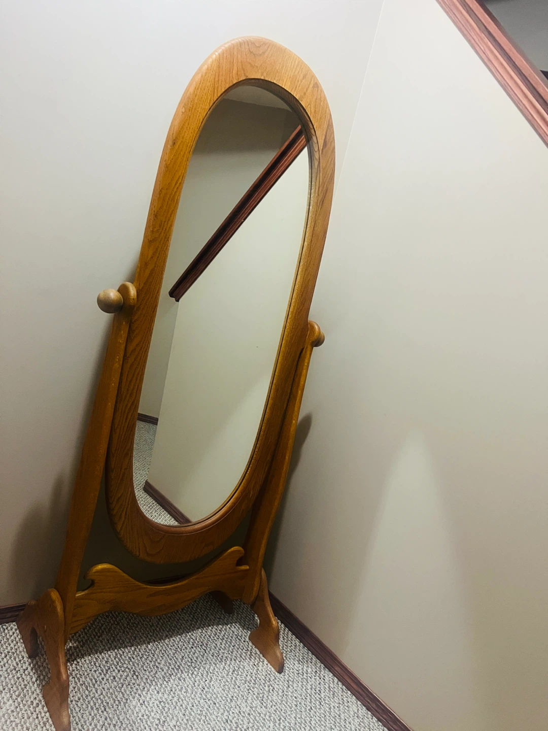 Wooden Oval Floor Mirror - photo 4