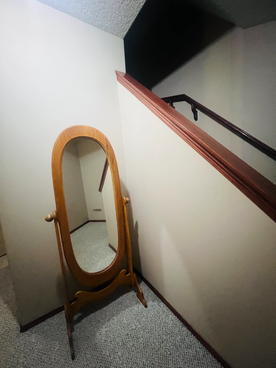 Wooden Oval Floor Mirror