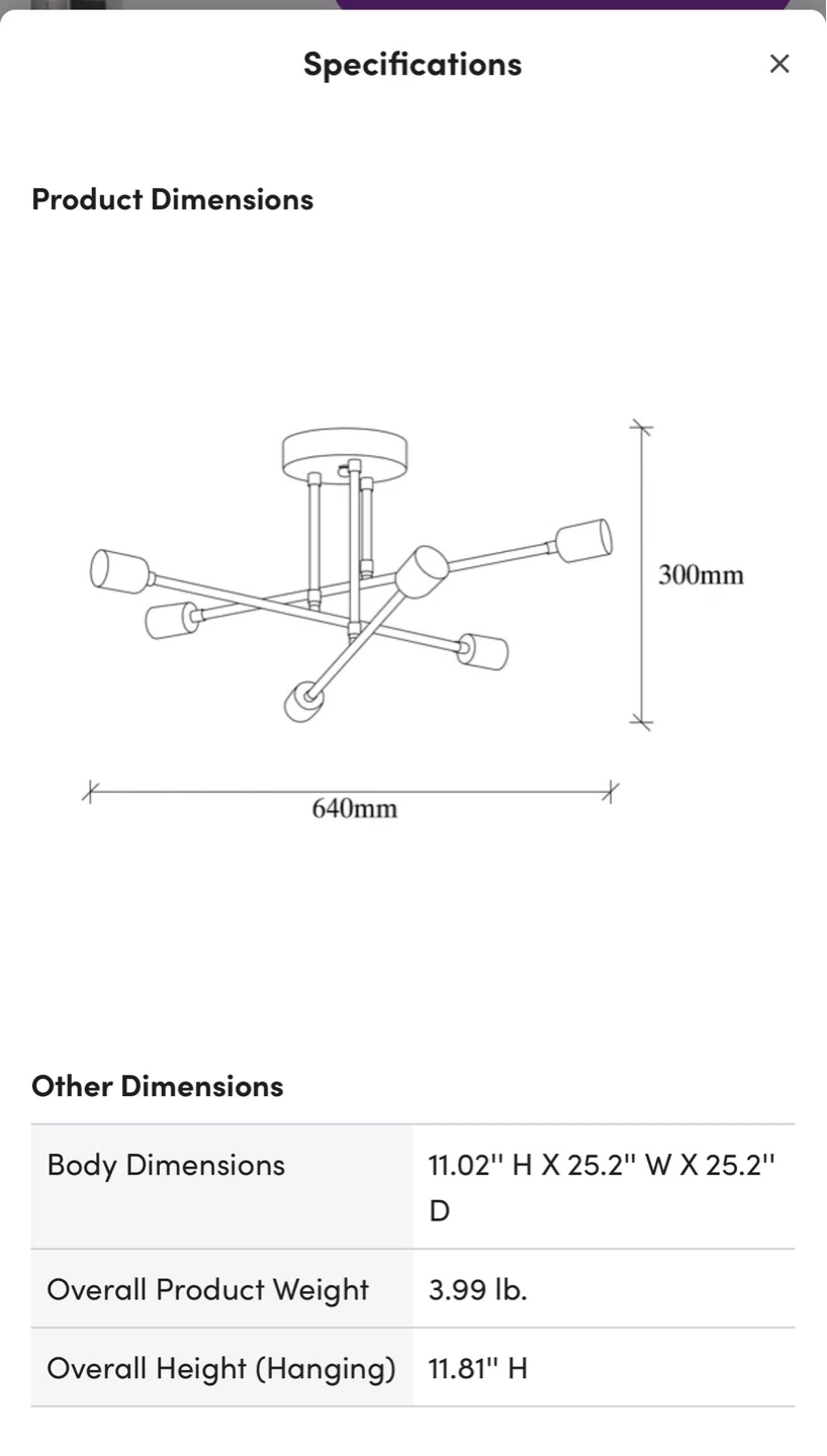 Sputnik 6-Light Fixture - Brass tone - photo 2