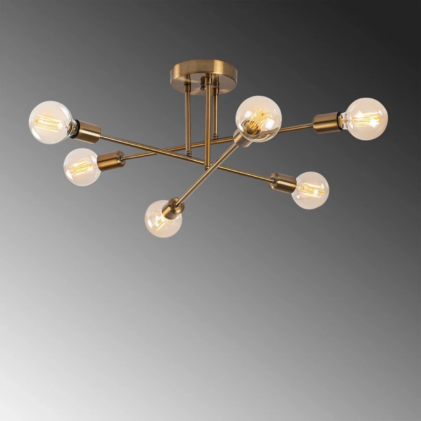 Sputnik 6-Light Fixture - Brass tone