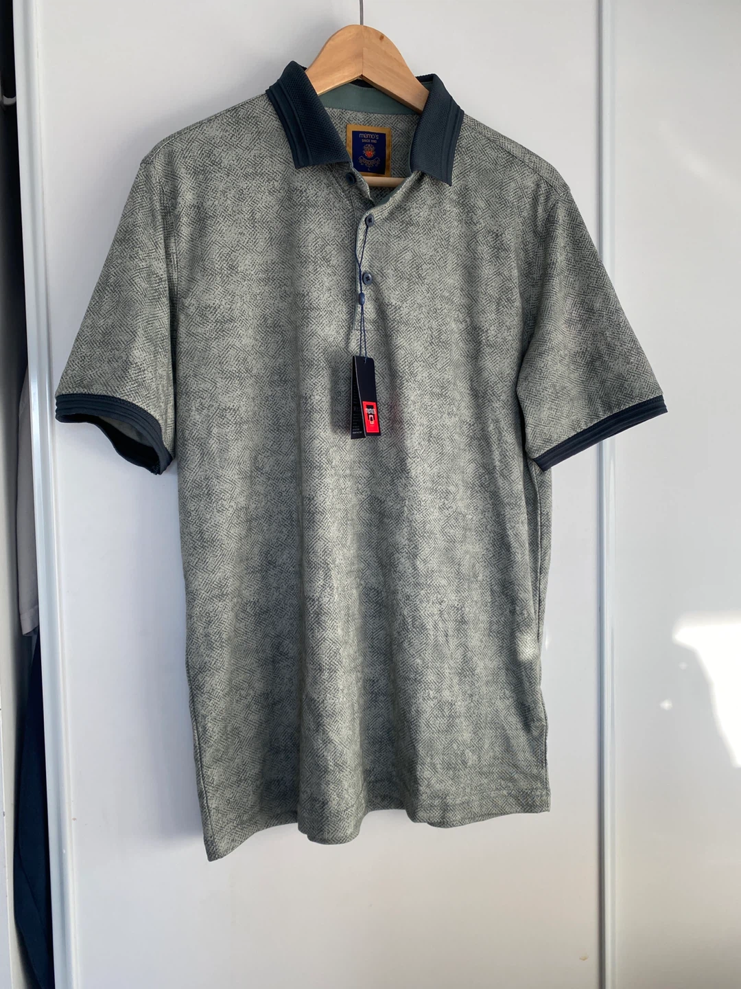 Polo Ralph Lauren Men's Polo Shirt - Blue/Grey Pattern - Size L