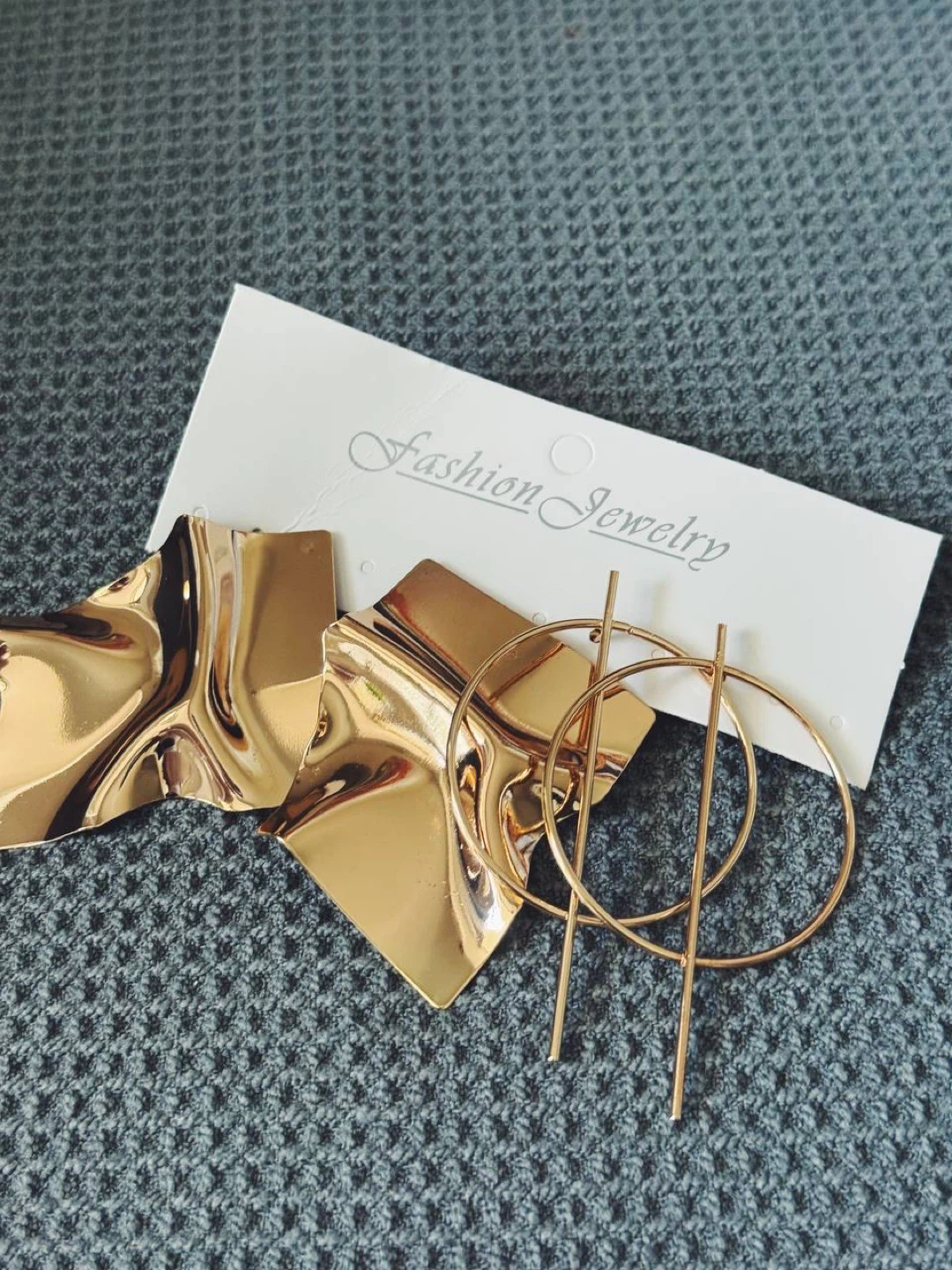 Modern Edge Gold Earring Set