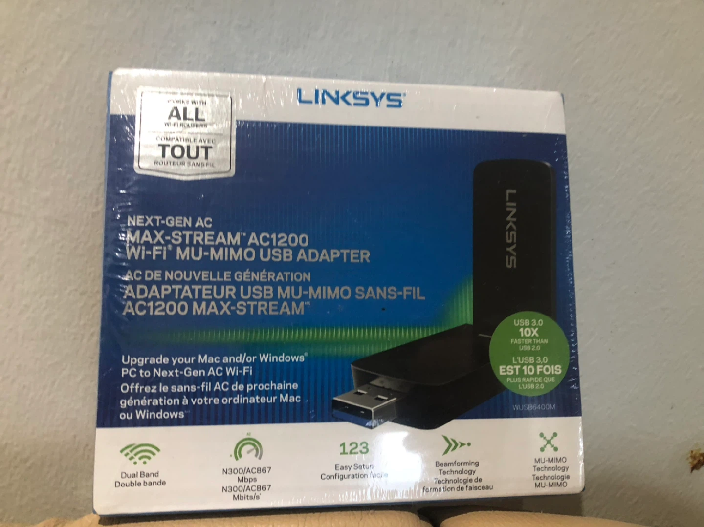 Linksys MAX-STREAM AC1200 Wi-Fi USB Adapter