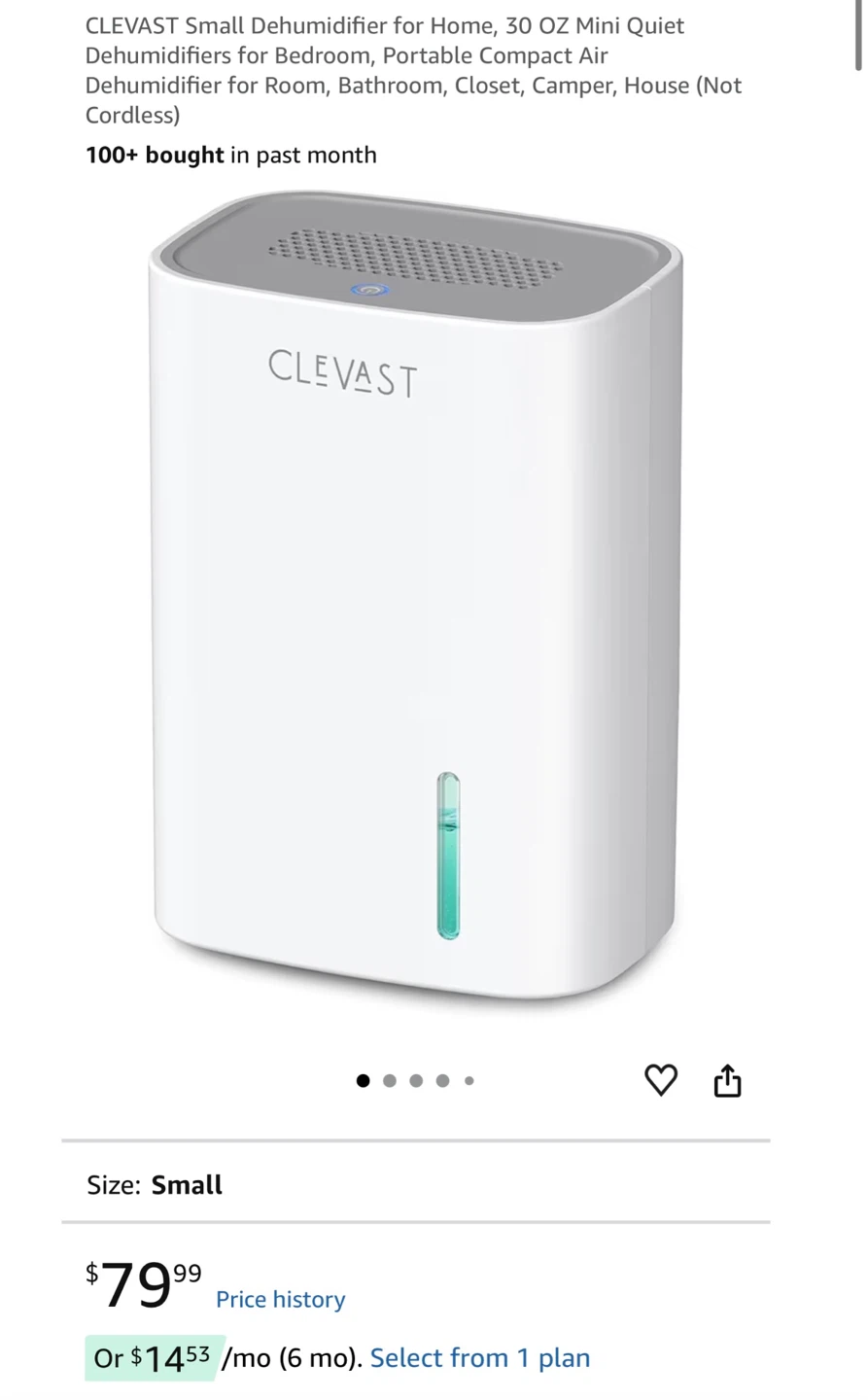 Small Dehumidifier for Home -30 Oz Mini Quiet Dehumidifiers