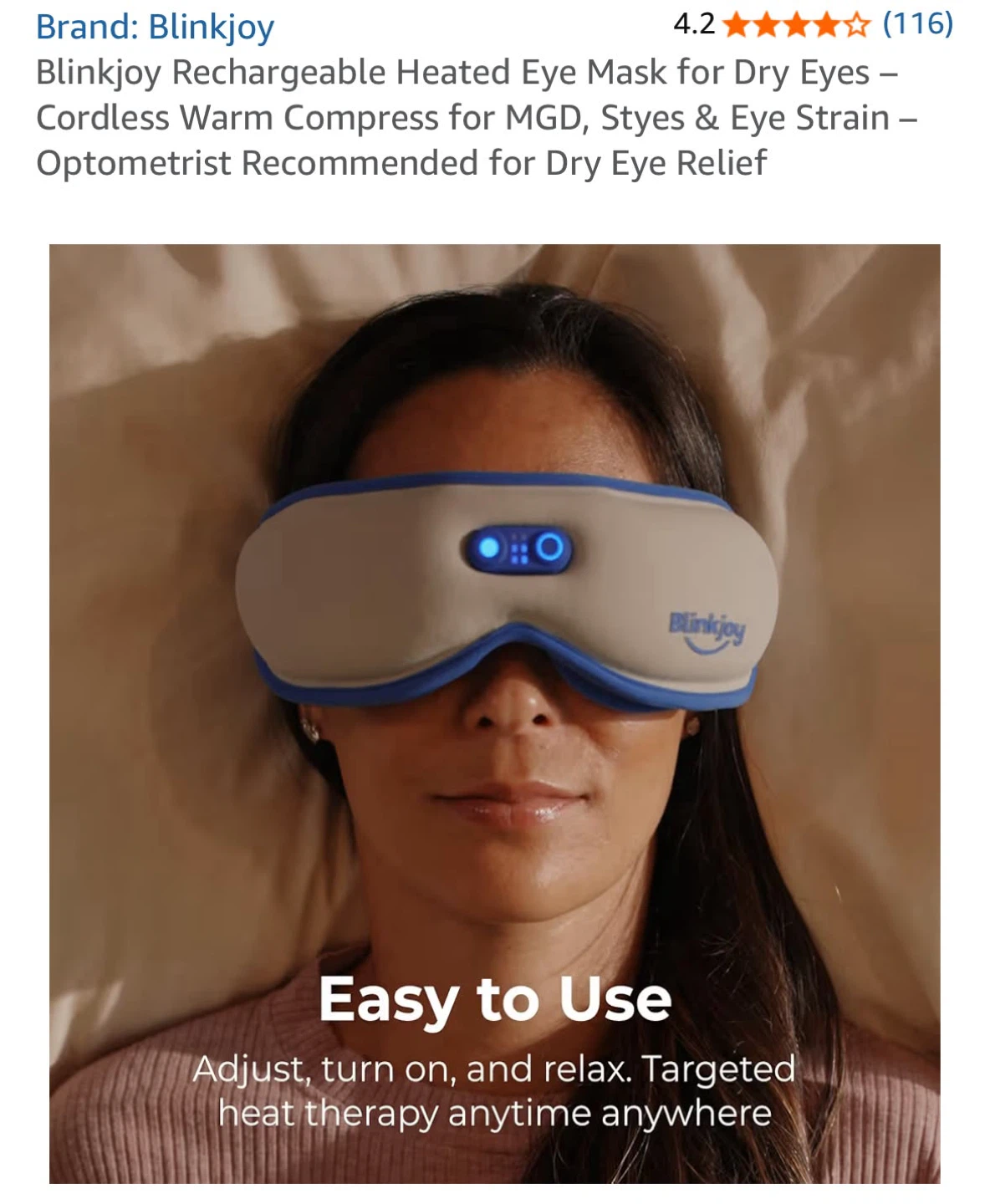 Blinkjoy Rechargeable Heated Eye Mask for Dry Eyes