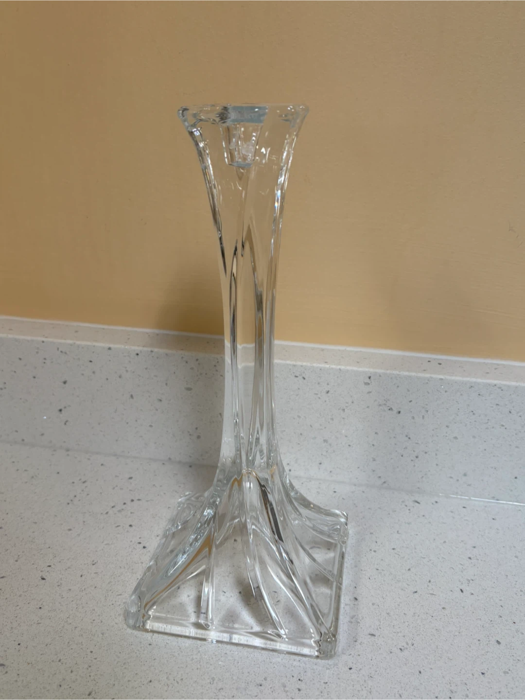 Set of 2 Clear Glass Candleholders