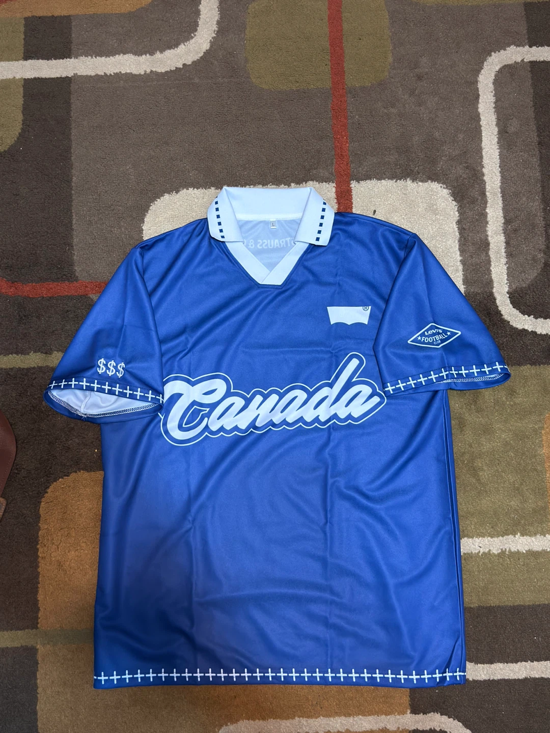 Levi's Blue Custom Canada “$$$” jersey. Size L