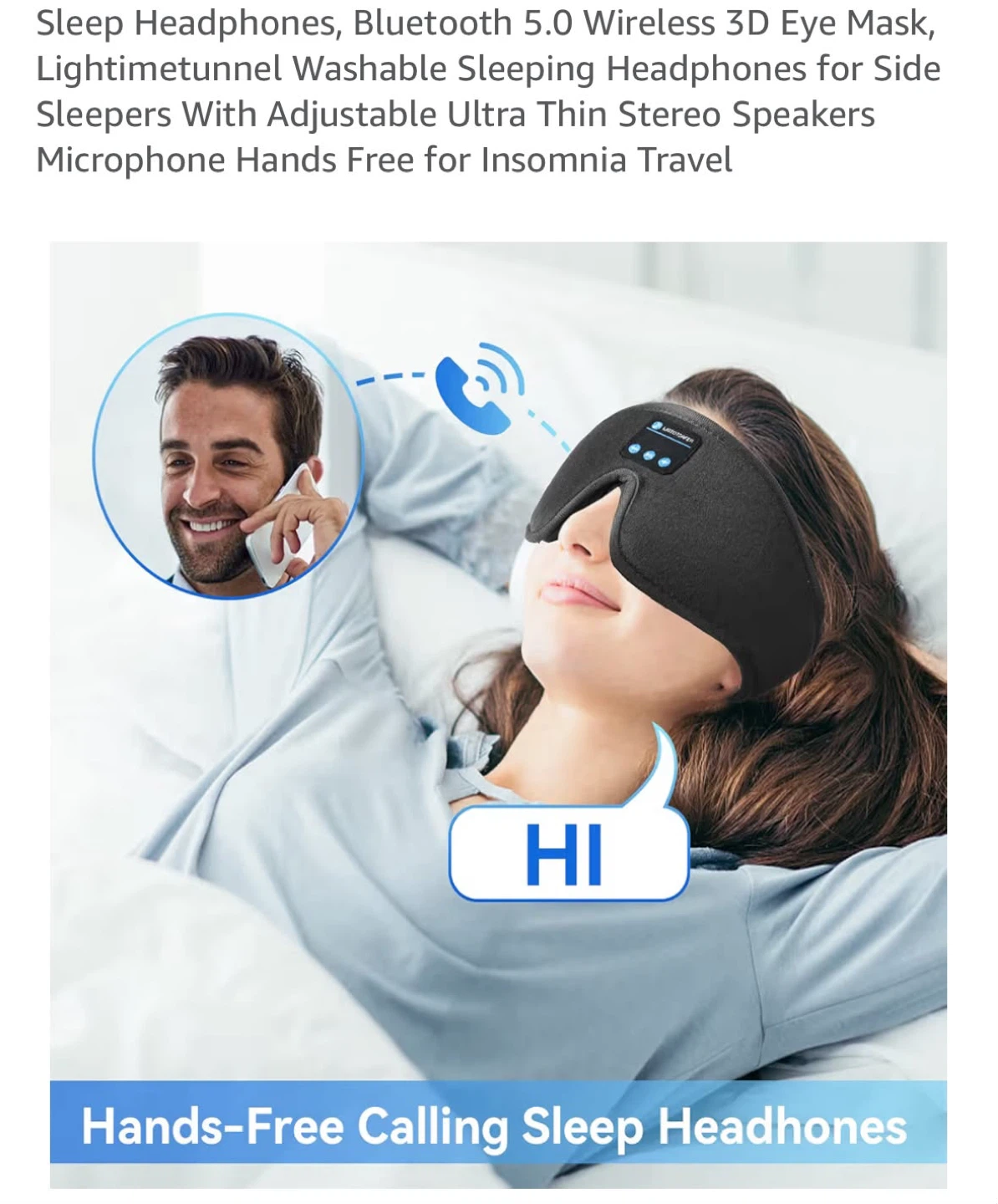 Bluetooth 5.0 Sleep Headphones Eye Mask - photo 3