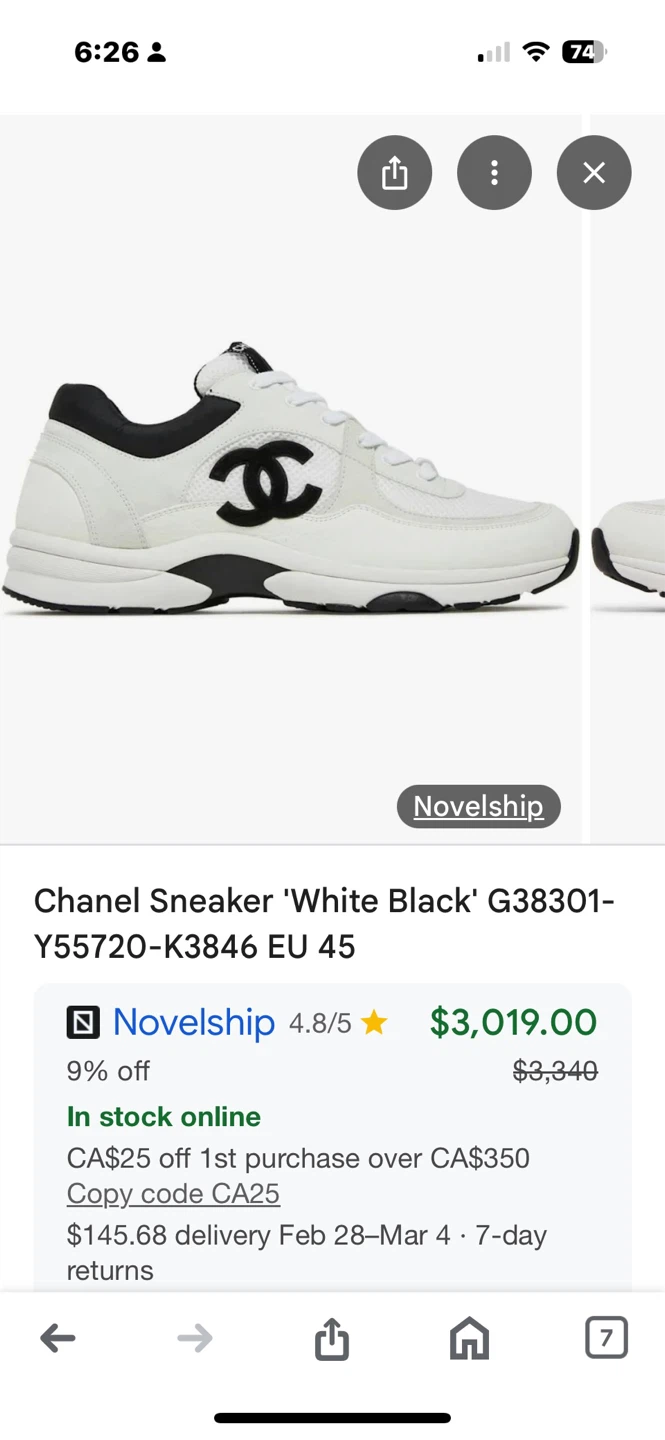 Chanel Sneaker 'White Black' EU 45