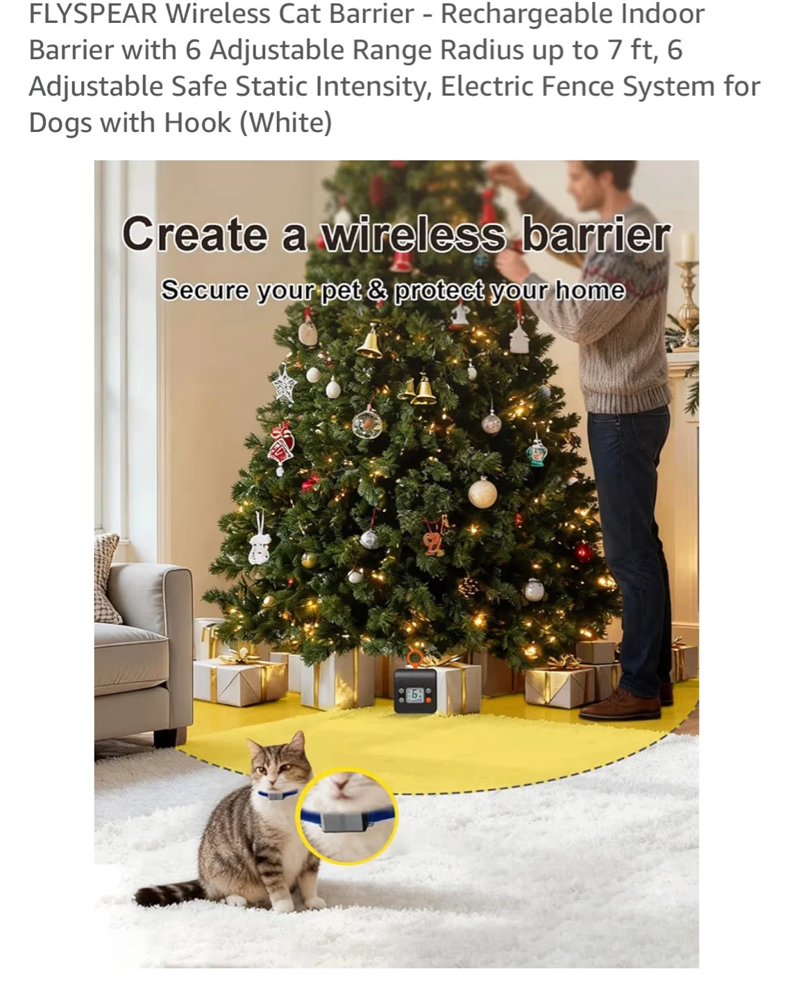 FLYSPEAR Wireless Cat Barrier - Rechargeable Indoor Fence System - photo 5