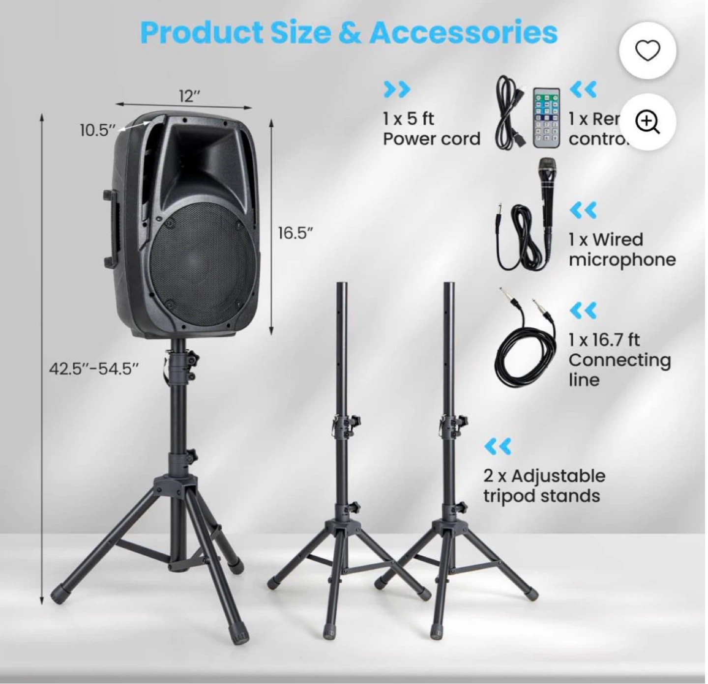 Costway Dual 10'' Protable 1600W Powered - photo 2