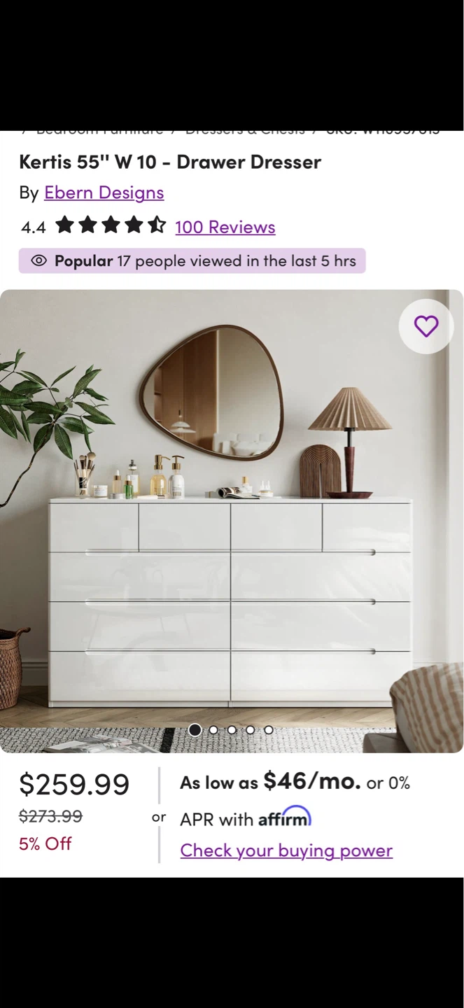 Kertis 55" W 10-Drawer Dresser by Ebern Designs