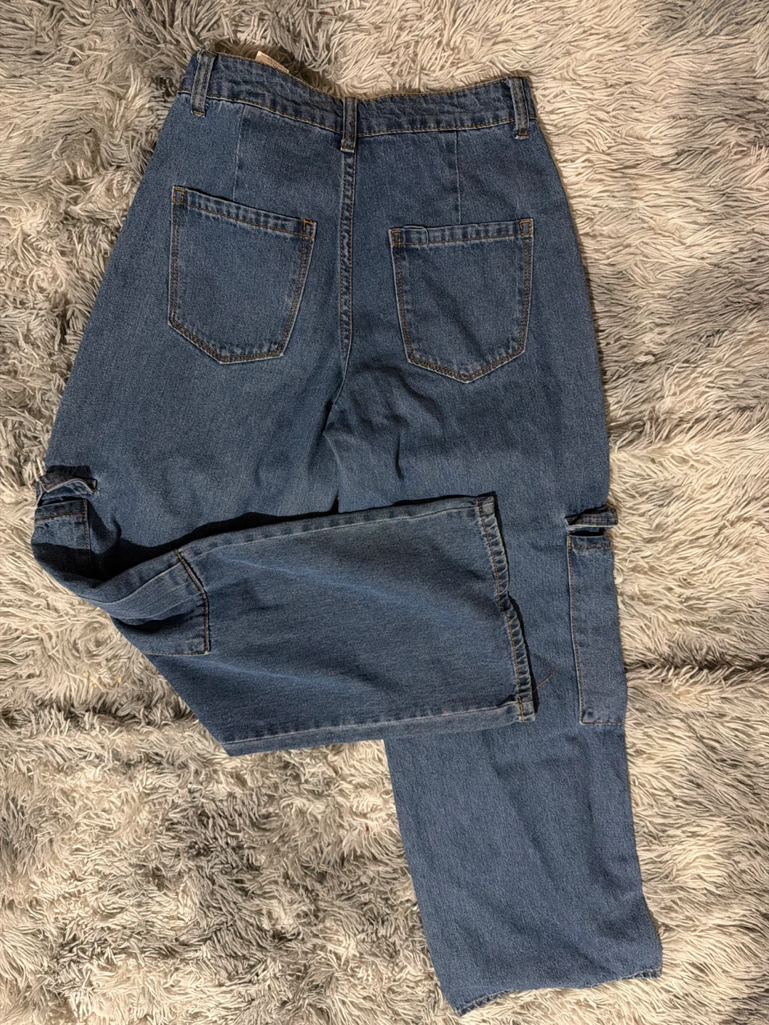 Blue Denim Cargo Pants - photo 2