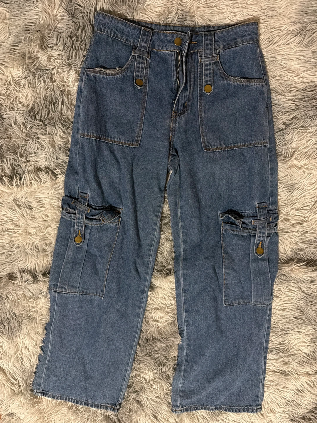 Blue Denim Cargo Pants
