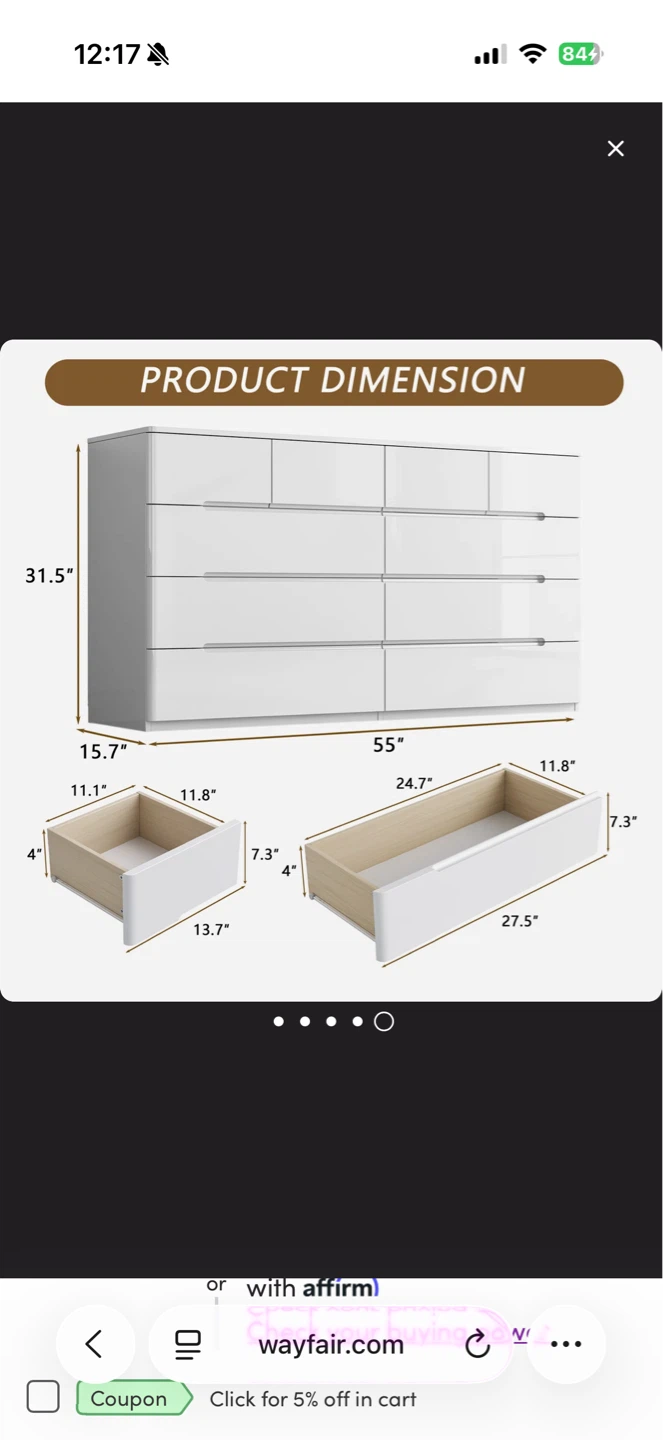 Kertis 55" W 10-Drawer Dresser by Ebern Designs - photo 3