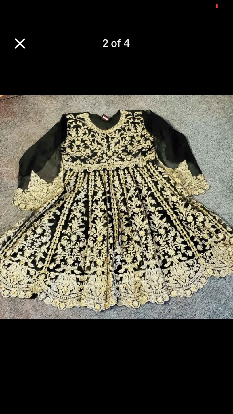 Black and Gold Embroidered Kurti with Pants - photo 3