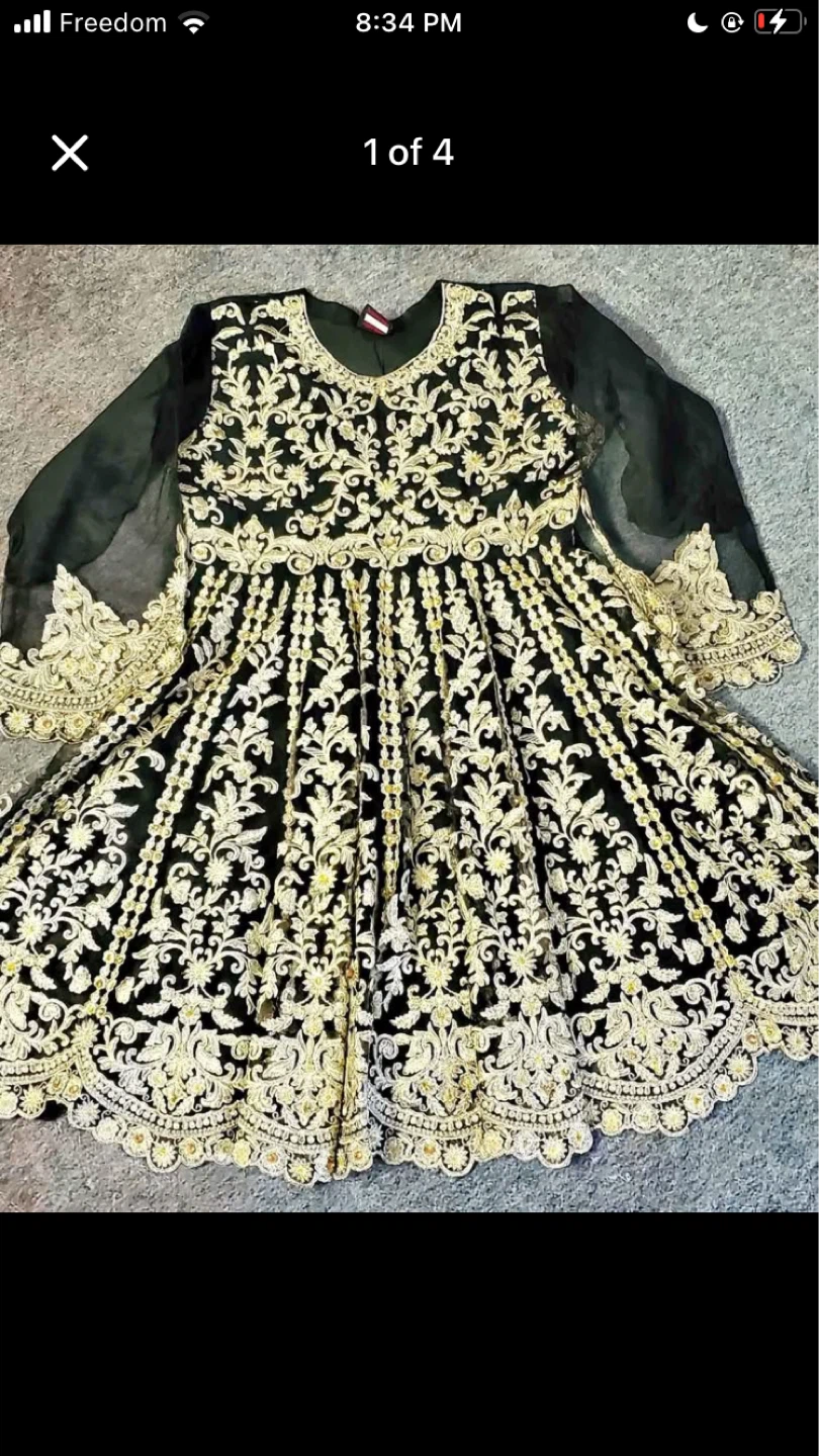 Black and Gold Embroidered Kurti with Pants