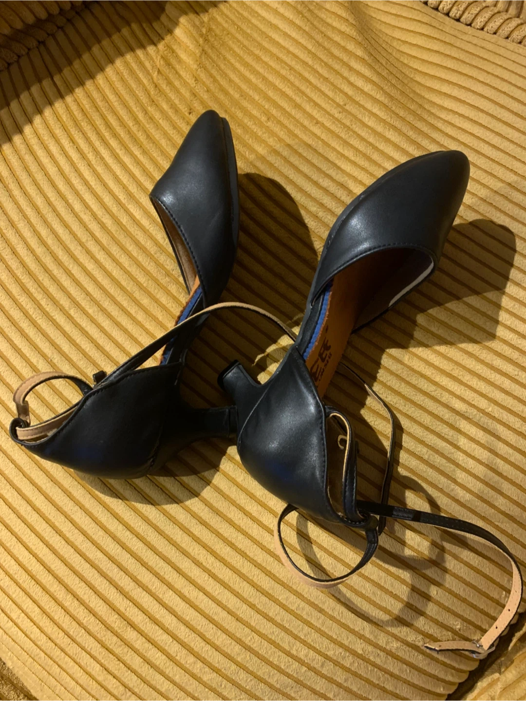 Black leather dance heels